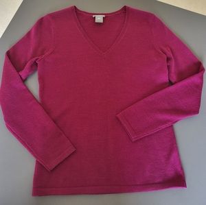 NWOT Ann Taylor V-neck Merino Wool Sweater Burgundy XSP